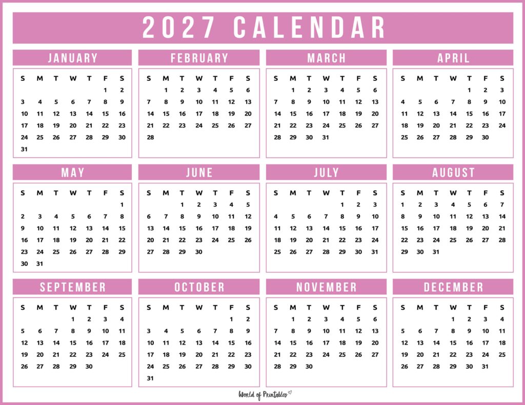 Printable 2027 Year Calendar-149