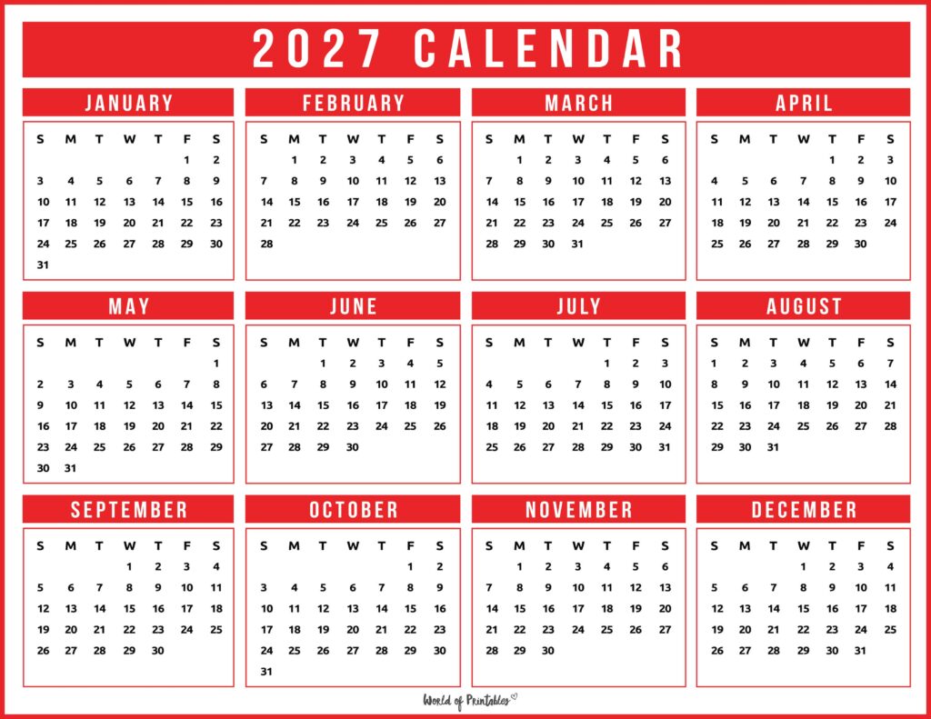 Printable 2027 Year Calendar-151