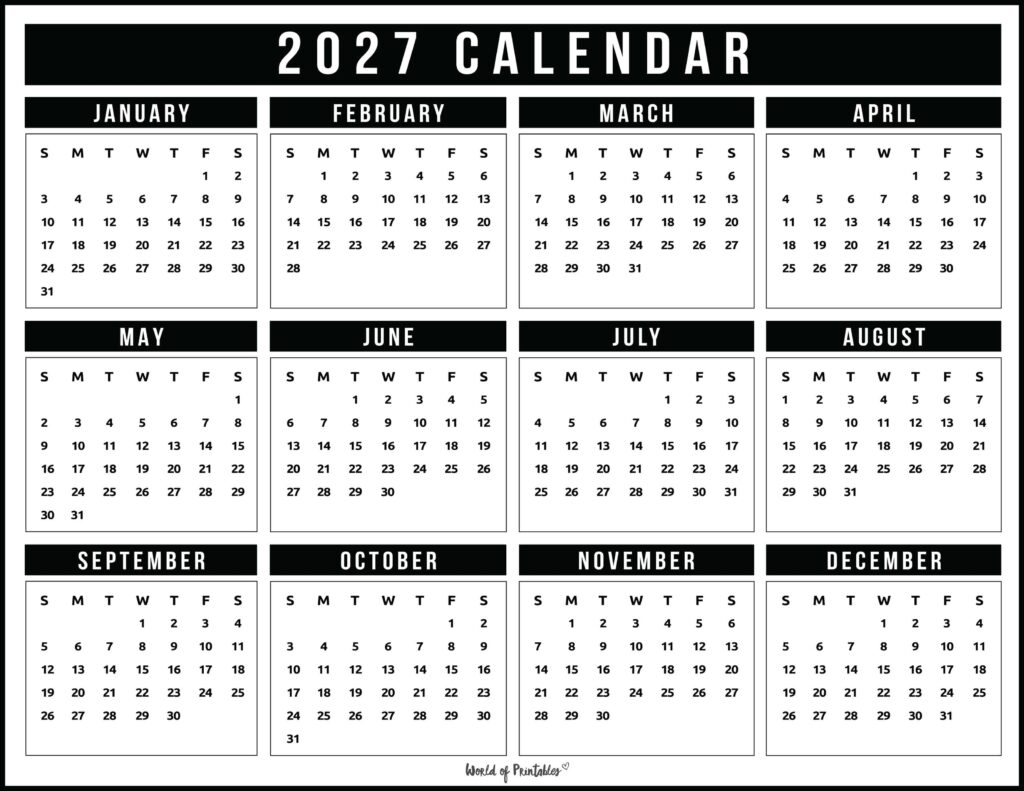 Printable 2027 Year Calendar-153