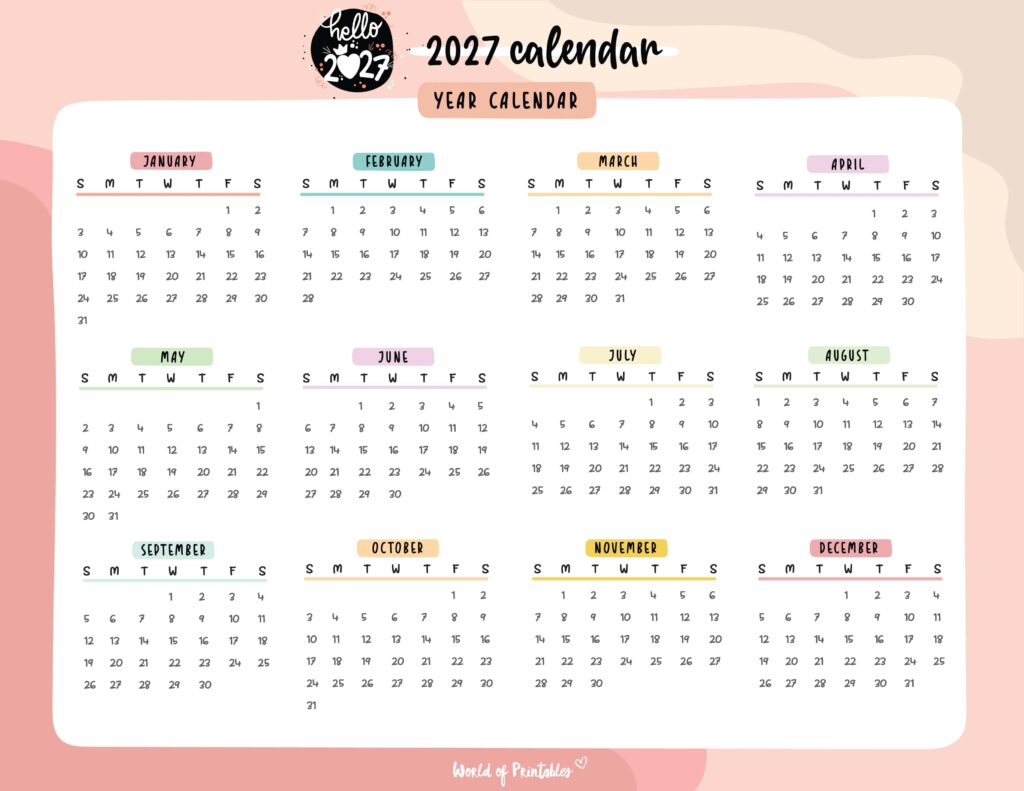 Printable 2027 Year Calendar-156
