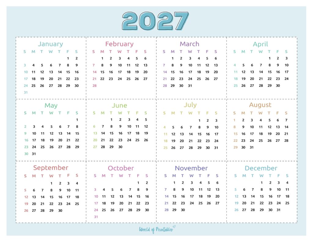 Printable 2027 Year Calendar-158