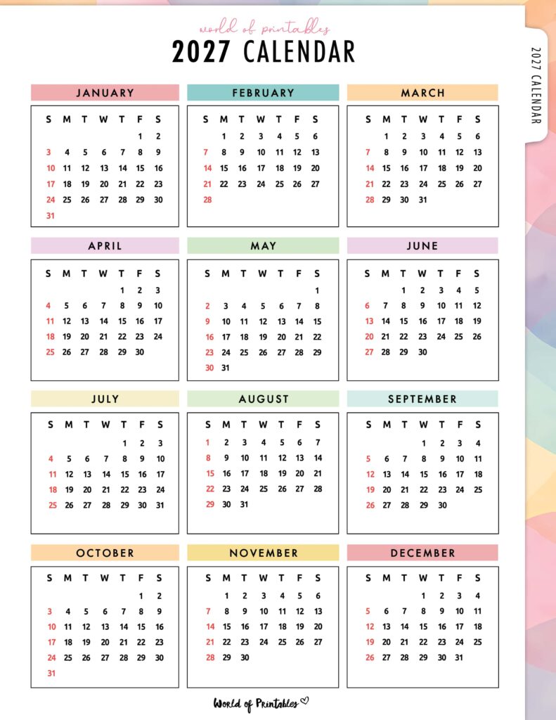 Printable 2027 Year Calendar-16