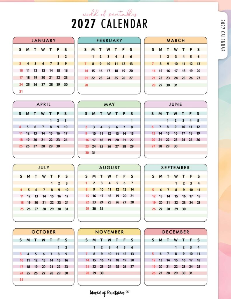 Printable 2027 Year Calendar-19