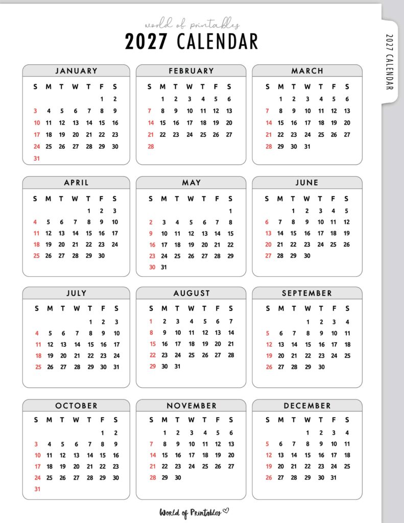 Printable 2027 Year Calendar-22