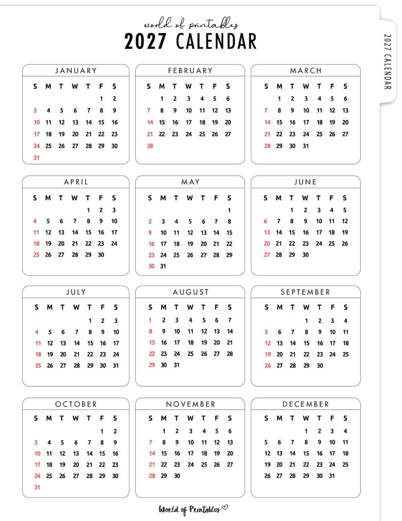 Printable 2027 Year Calendar-23
