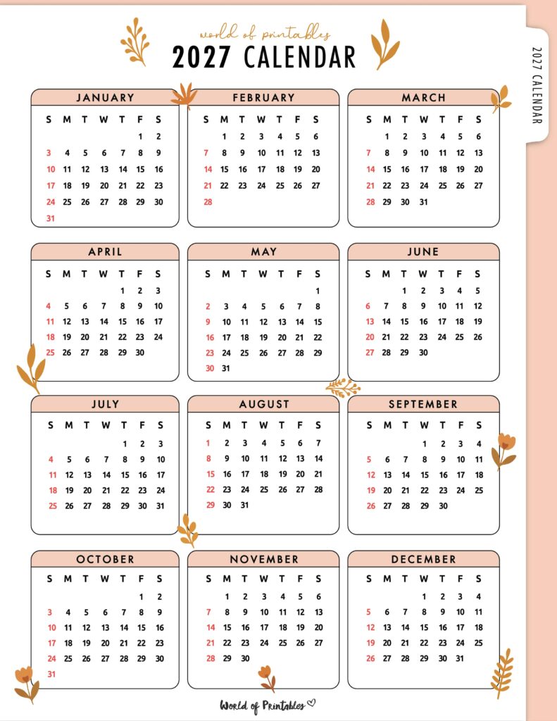 Printable 2027 Year Calendar-25