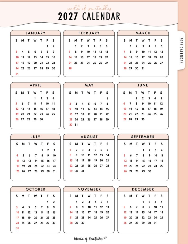 Printable 2027 Year Calendar-26
