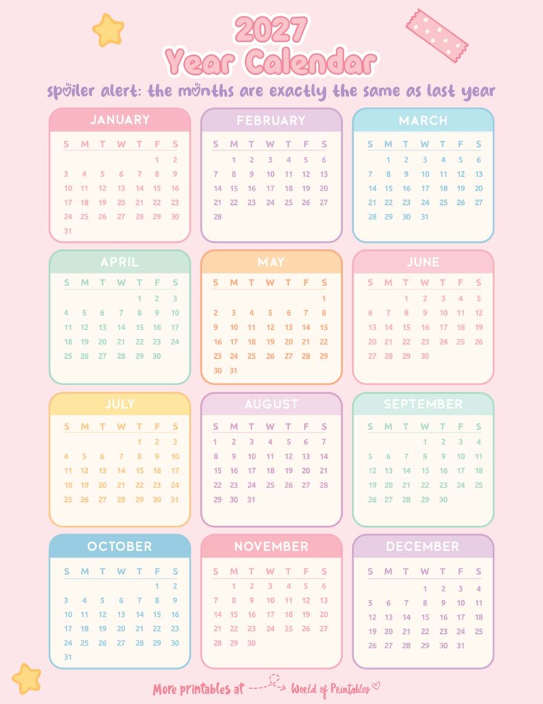 Printable 2027 Year Calendar-27