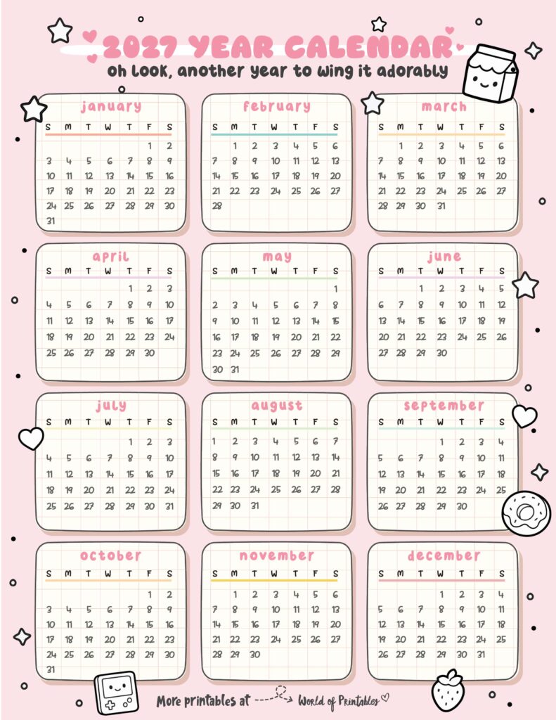 Printable 2027 Year Calendar-28