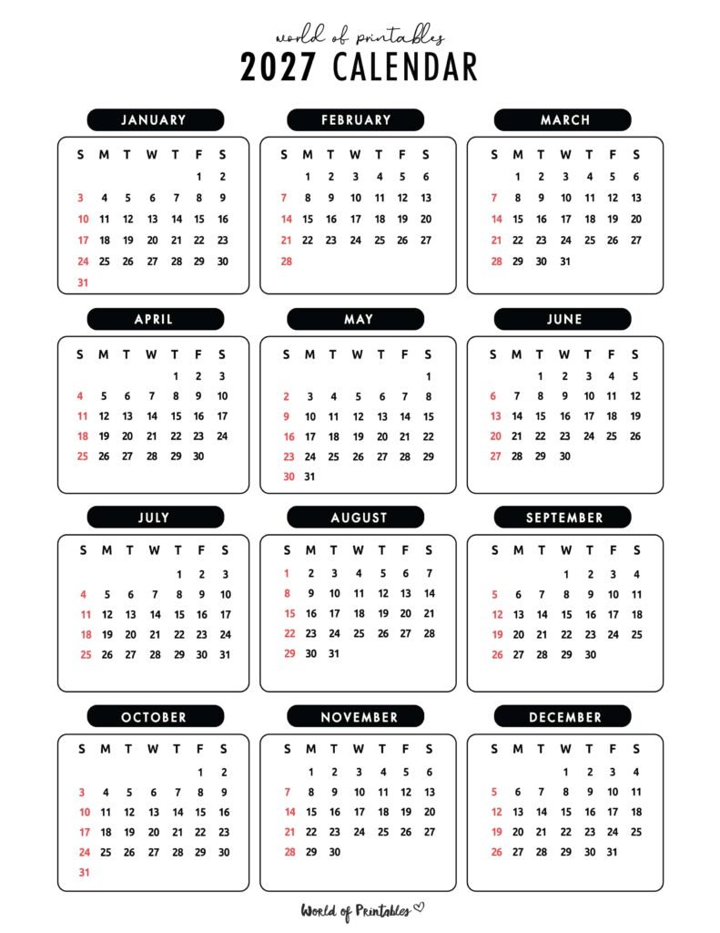 Printable 2027 Year Calendar-29