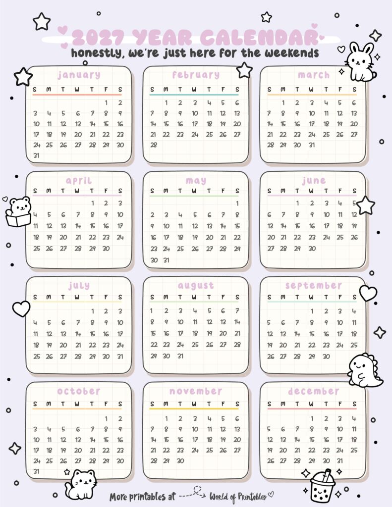 Printable 2027 Year Calendar-31