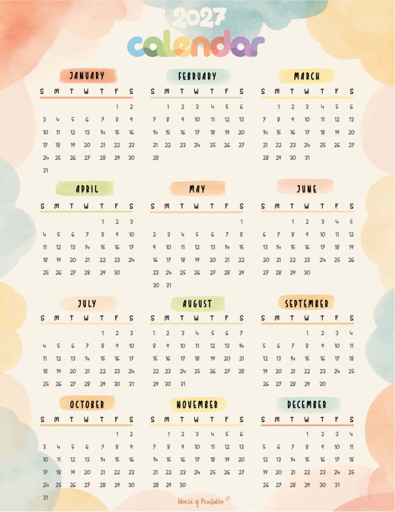 Printable 2027 Year Calendar-72