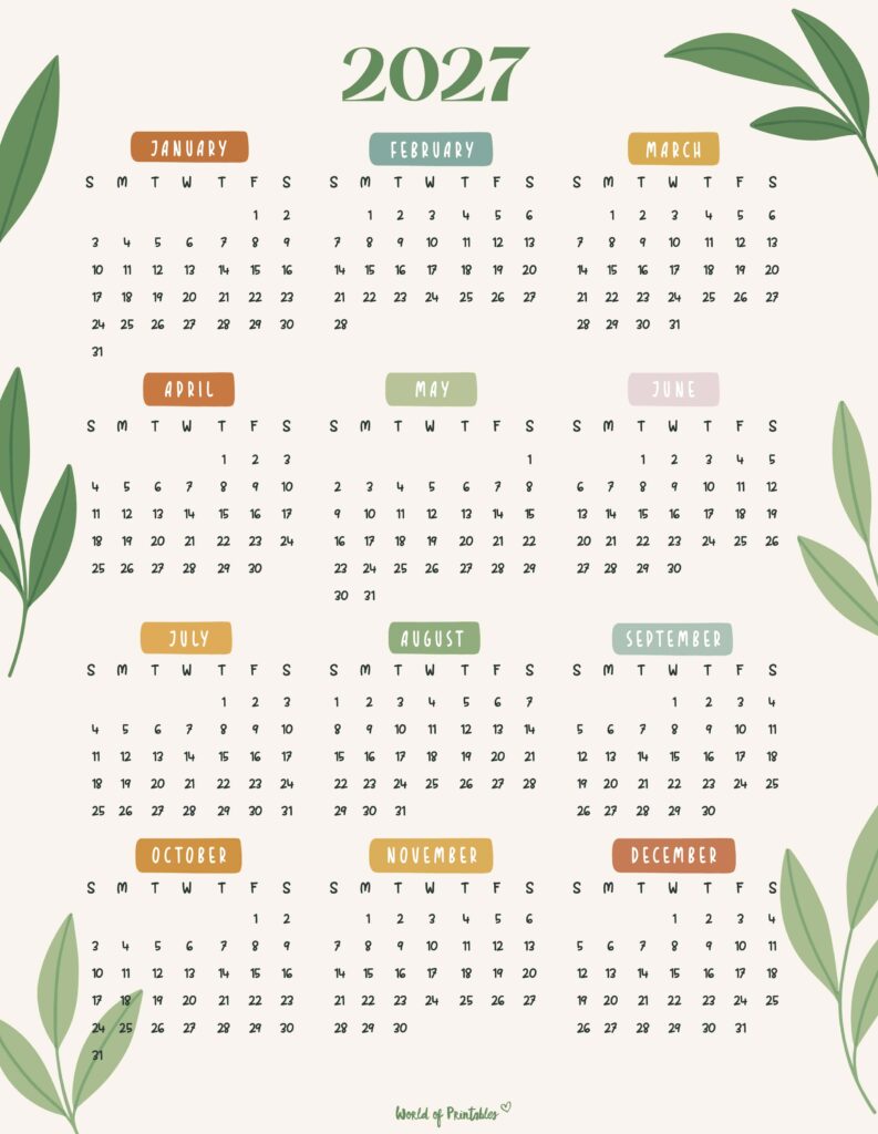 Printable 2027 Year Calendar-82