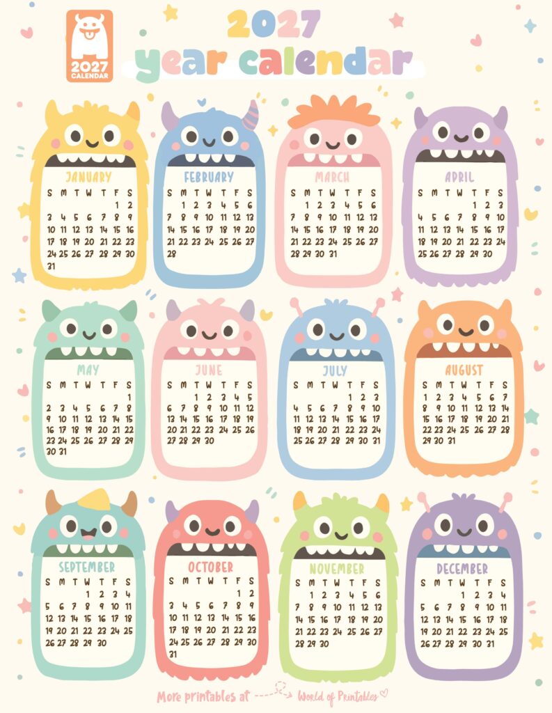 Printable 2027 Year Calendar-90