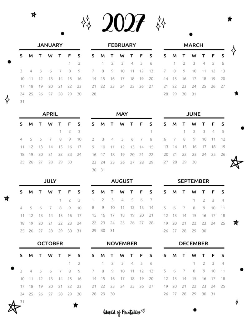Printable 2027 Year Calendar-91