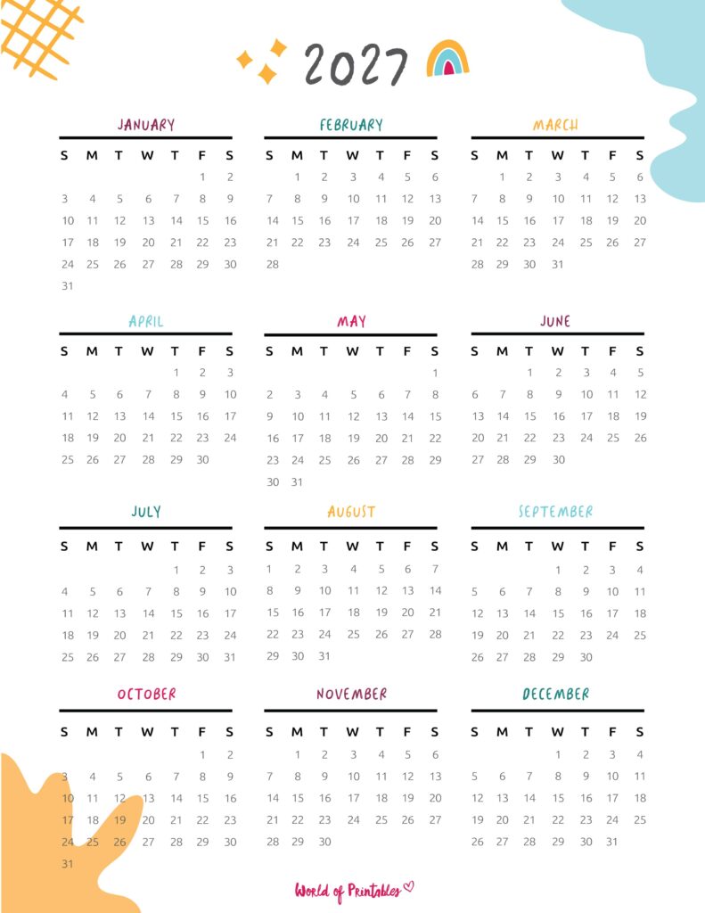 Printable 2027 Year Calendar-93