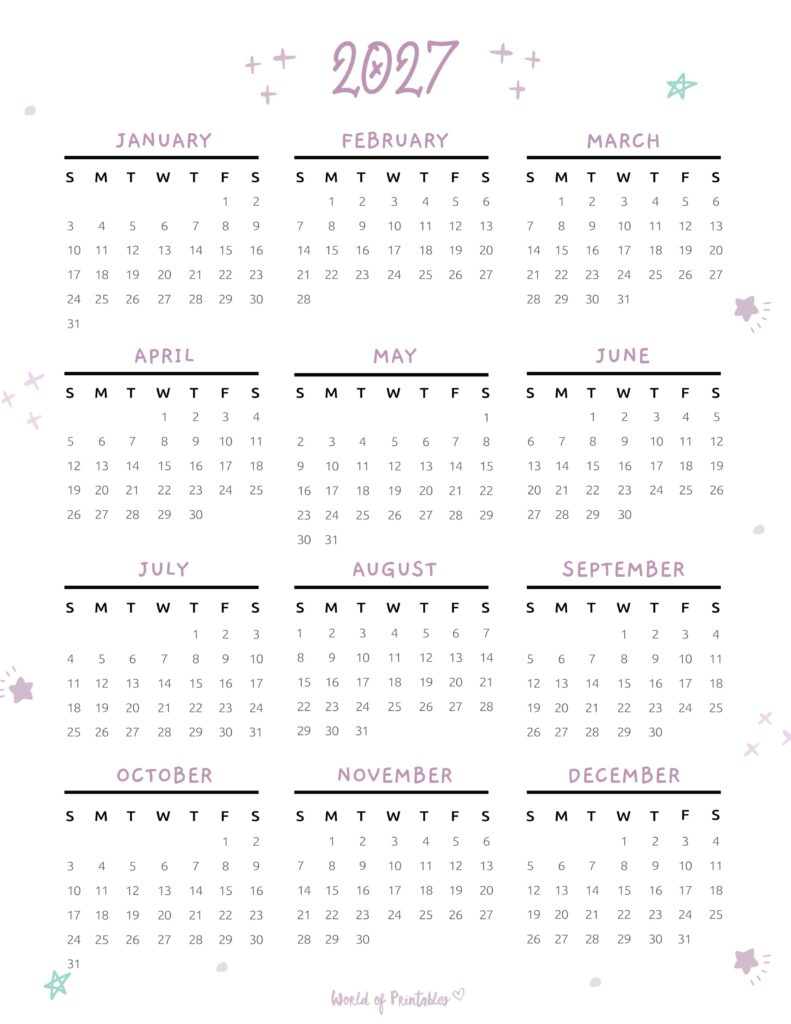 Printable 2027 Year Calendar-97
