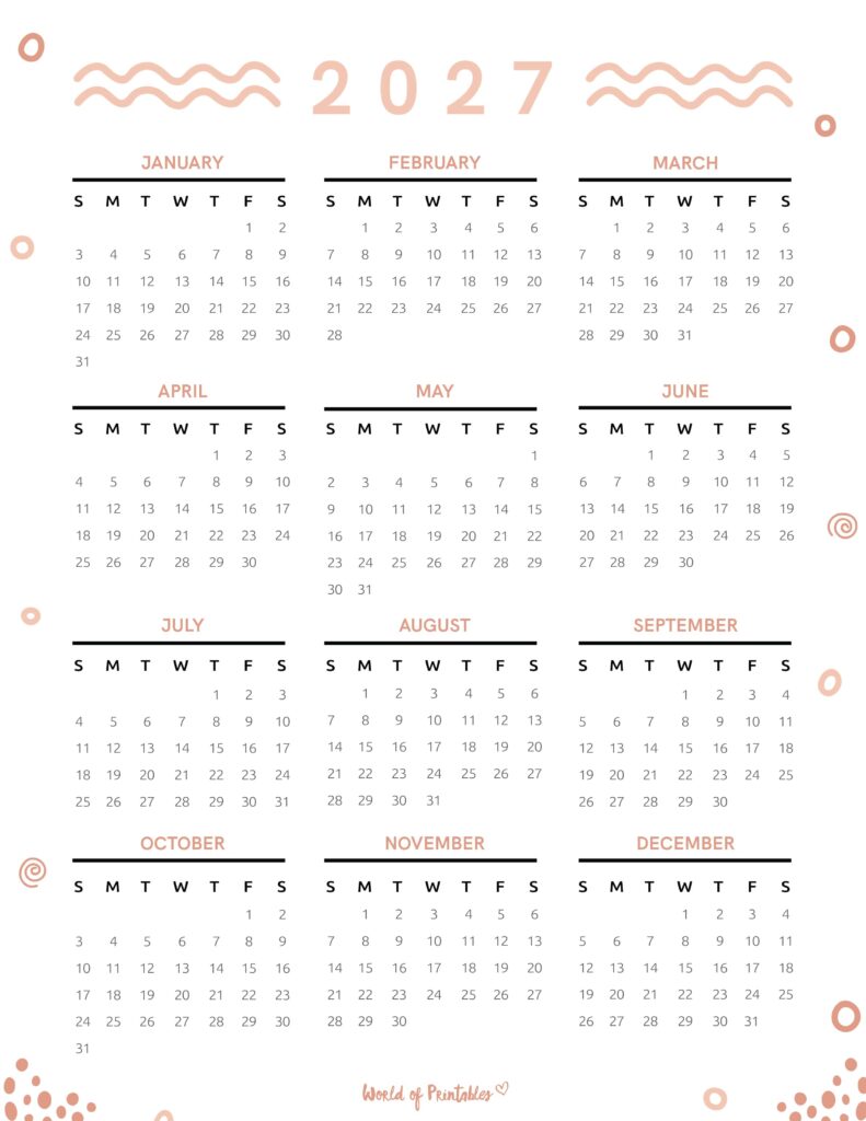 Printable 2027 Year Calendar-99