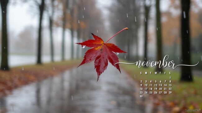 Red-leaf-pretty-november-calendar-desktop-wallpaper