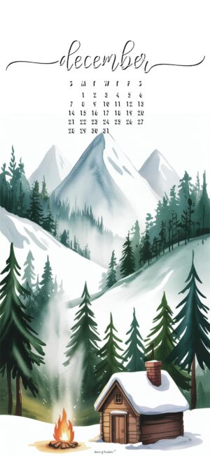 cabin-and-fire-cute-december-2025-calendar-phone-wallpaper