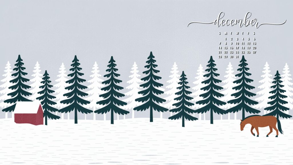 cabin-and-horse-cozy-december-desktop-calendar-wallpaper