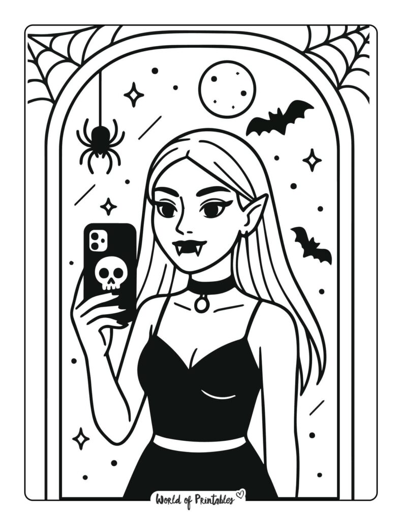 cute-vampire-selfie-coloring-page