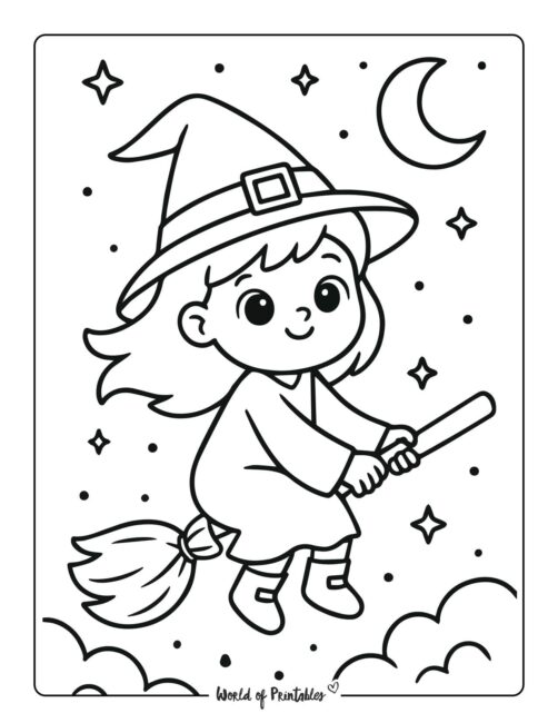 halloween-coloring-page-cute-witch-flying-on-broom