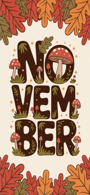 leaves-and-mushroom-cozy-november-phone-wallpaper