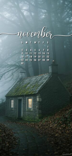 lonely-cabin-november-calendar-phone-wallpaper