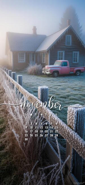 red-truck-aesthetic-november-calendar-phone-wallpaper