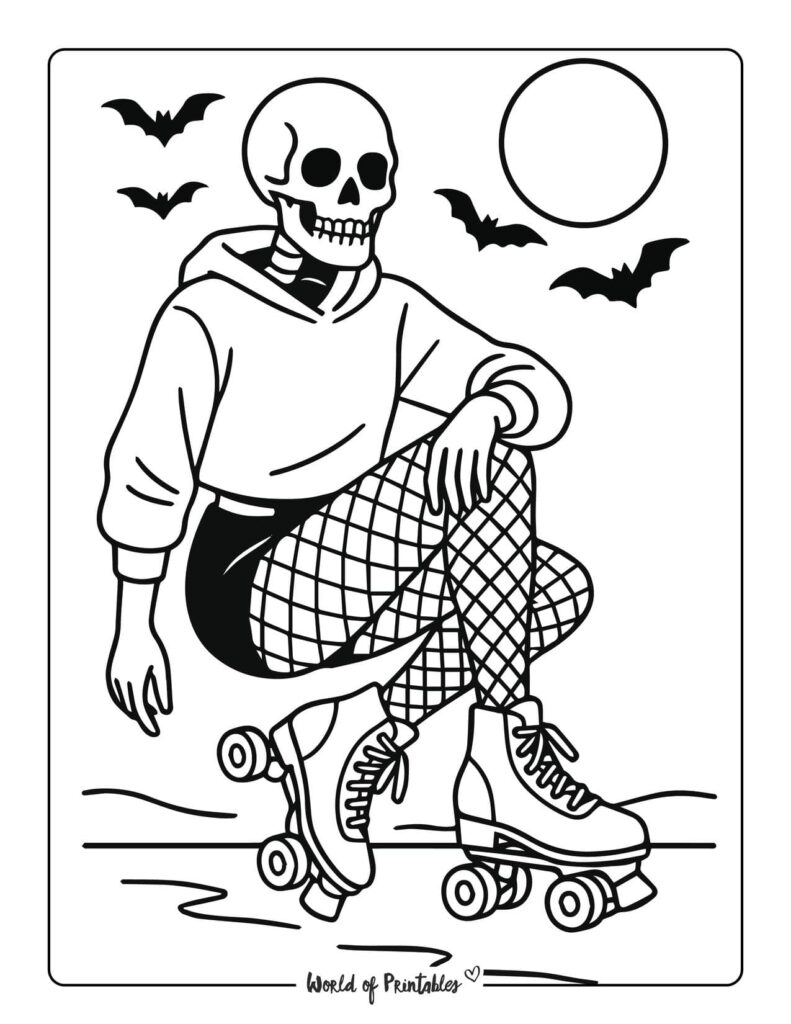 skull-girl-rollerblading-coloring-page