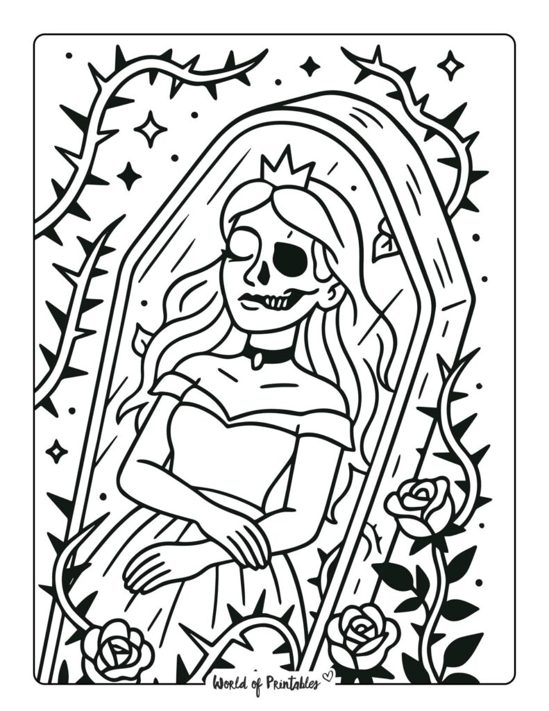 sleeping-zombie-princess-coloring-page