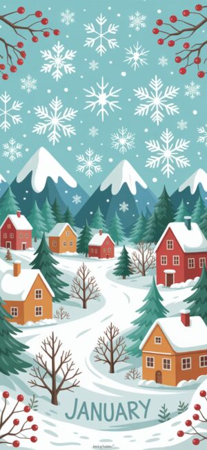 snowy-village-aesthetic-january-phone-wallpaper