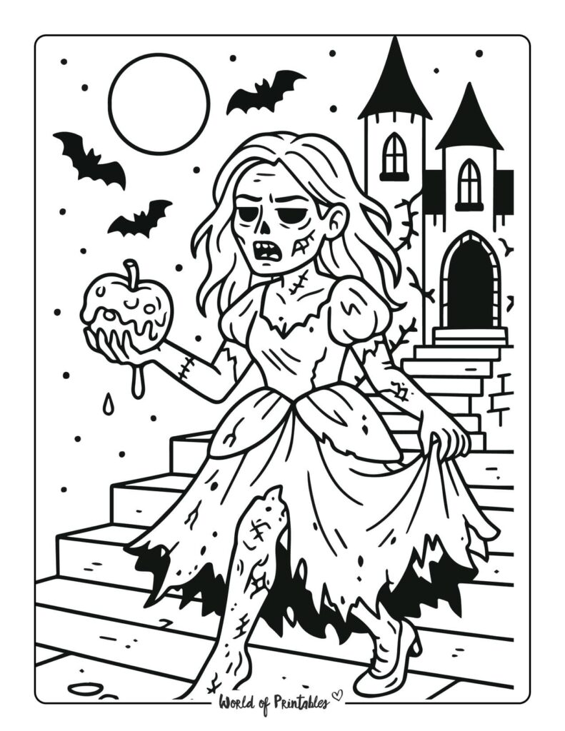 undead-princess-running-halloween-coloring