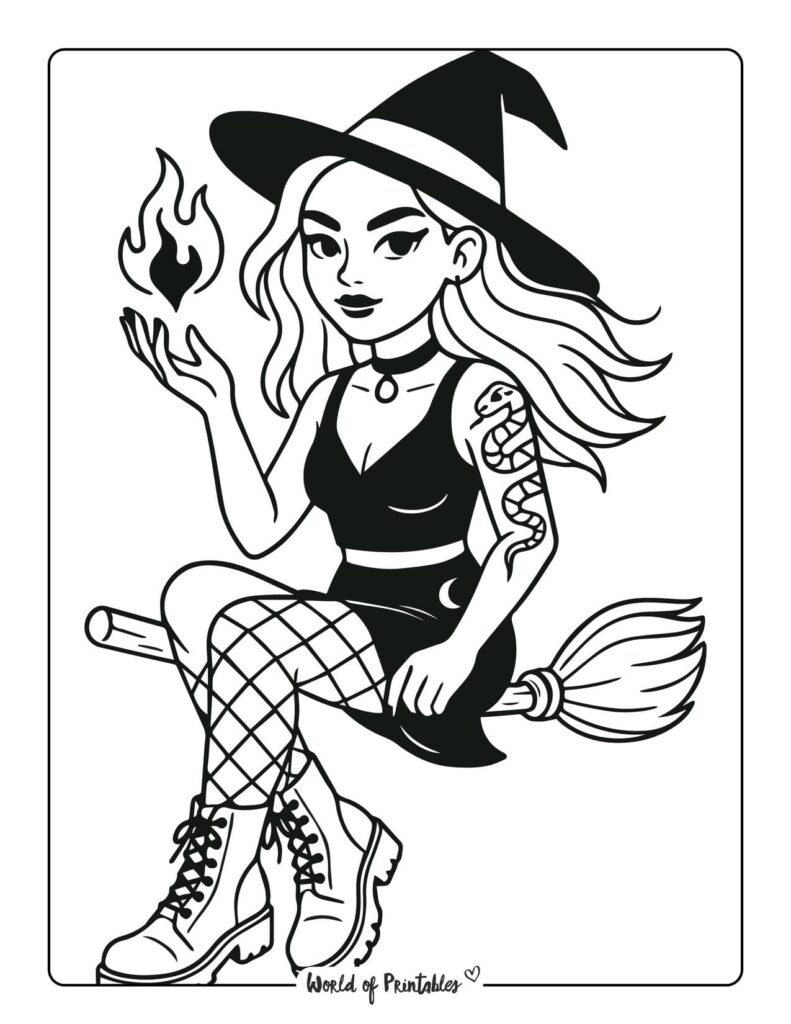 witch-holding-magic-fire-coloring-page