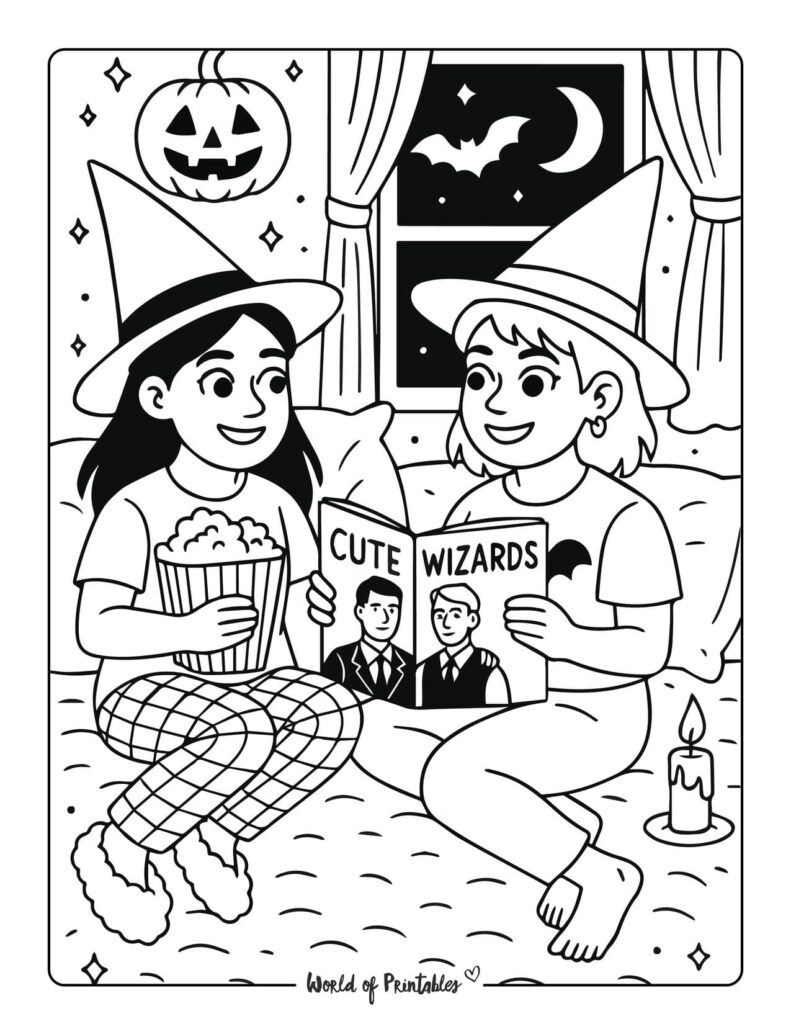 witch-sleepover-halloween-coloring-page