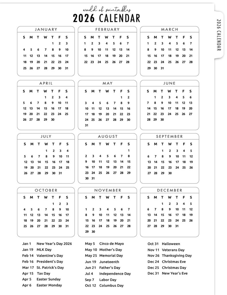 2026 Calendar with Holidays 14