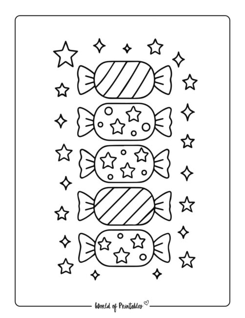 A Stack of Christmas Candies Coloring page
