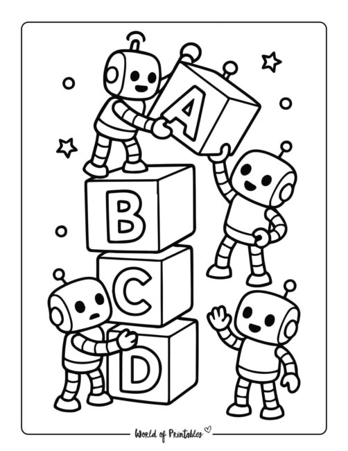 ABC Robot coloring page for kids