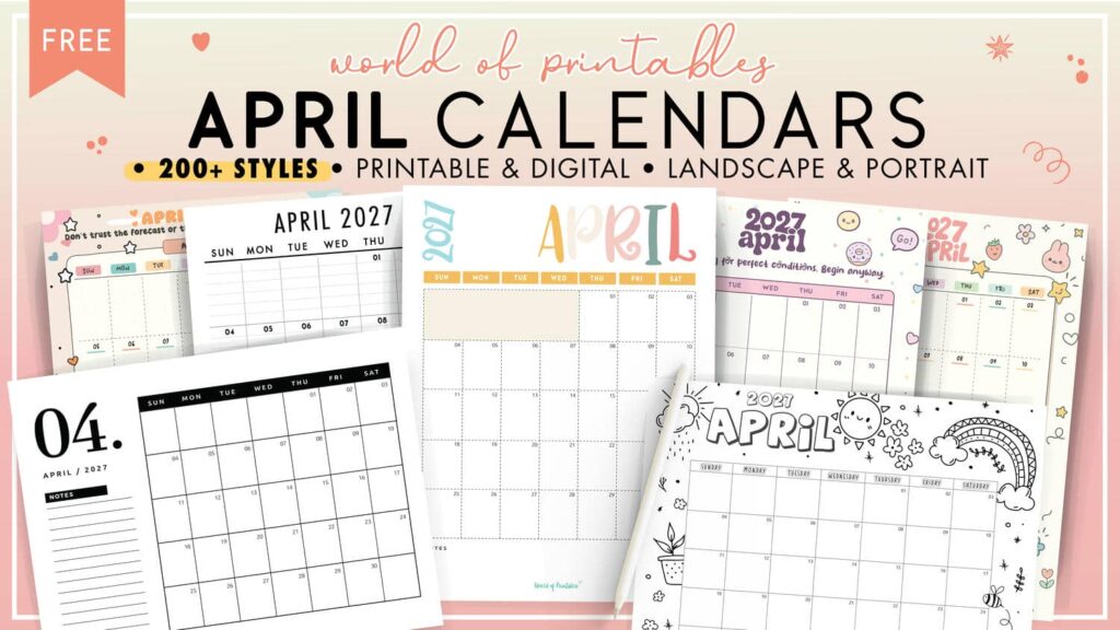 April 2027 Calendars
