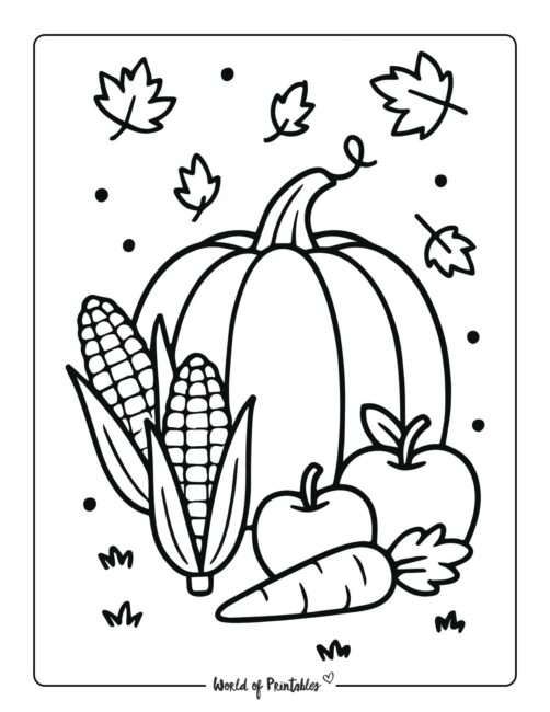 Autumn Food Thanksgiving Coloring Page