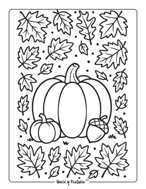 Autumn Things Thanksgiving Printable Coloring Page