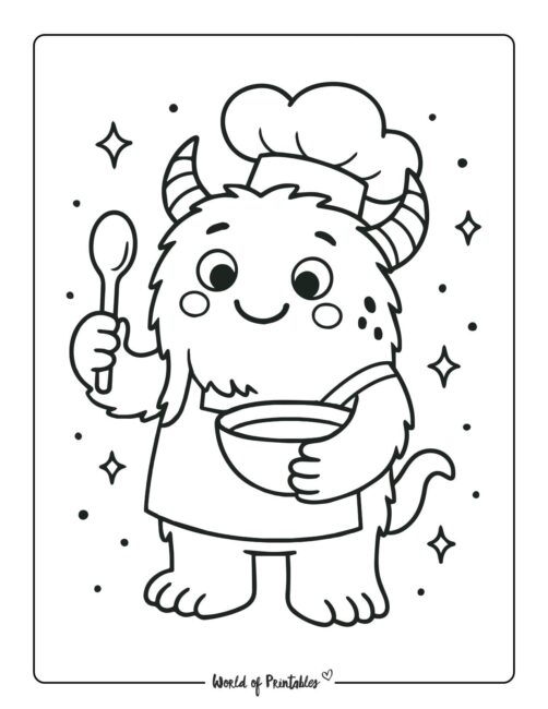 Baking Monster Coloring Sheets