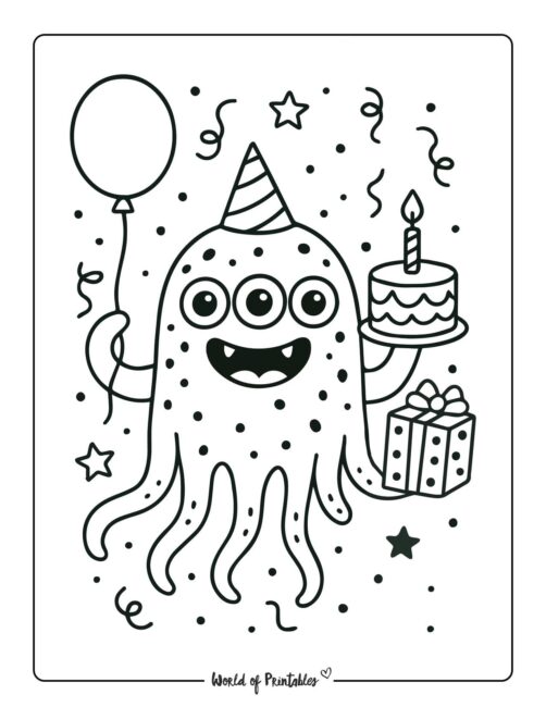 Birthday Monster Coloring Pages