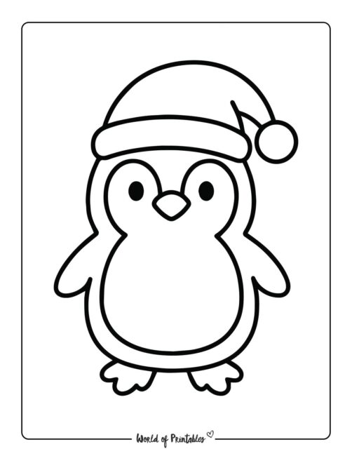 Bold Penguin Christmas Coloring Page