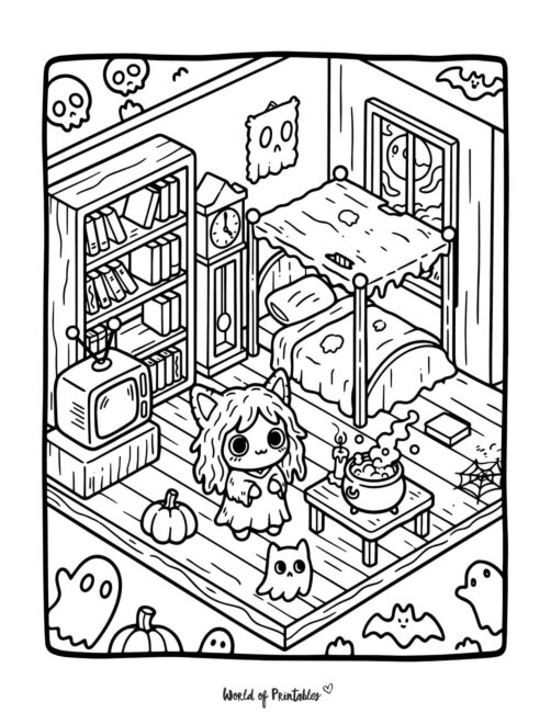 Bold and Easy Spooky Coloring Page