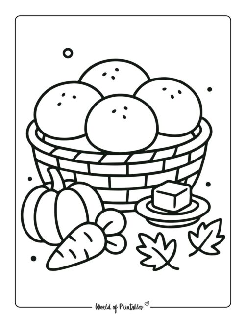 Bread Basket Thanksgiving Coloring Page