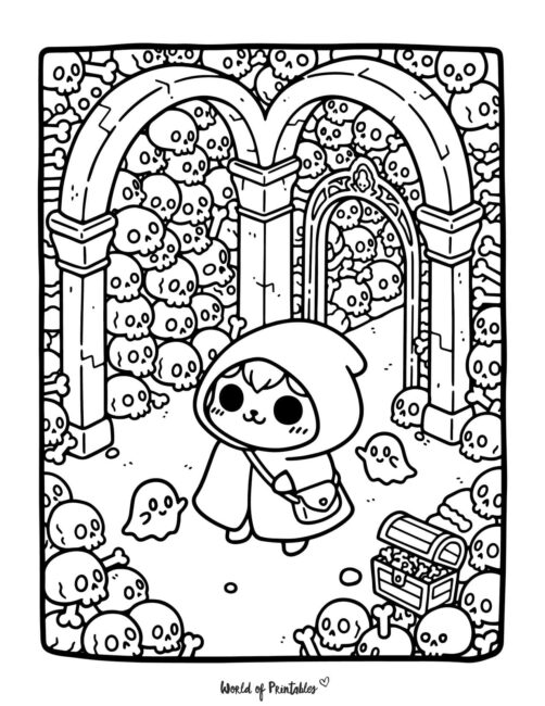 Catacombs Spooky Coloring Page