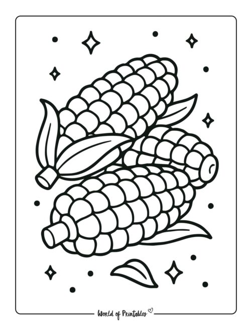 Corn on the Cob Free Thanksgiving Coloring Page