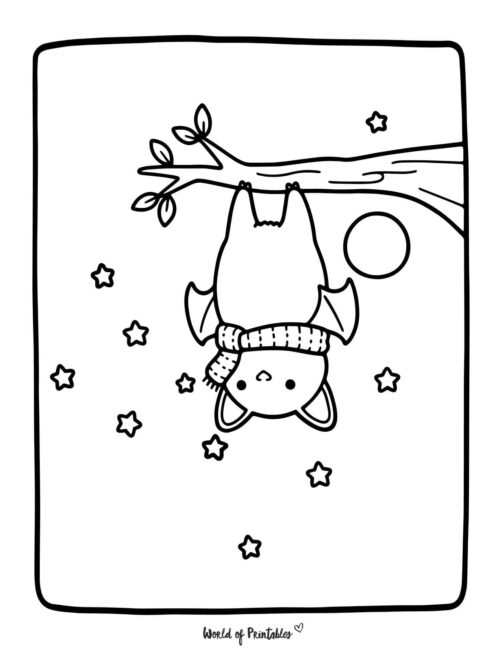 Cute and Easy Bat Coloring Page